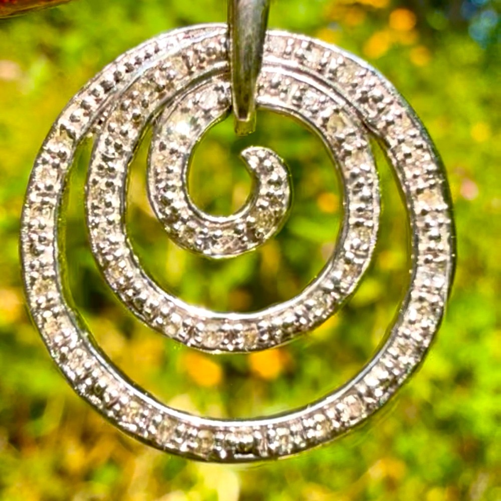๐ 925 Stamped Silver Pavรฉ Diamonds Spiral of Life Necklace - Picture 3 of 13